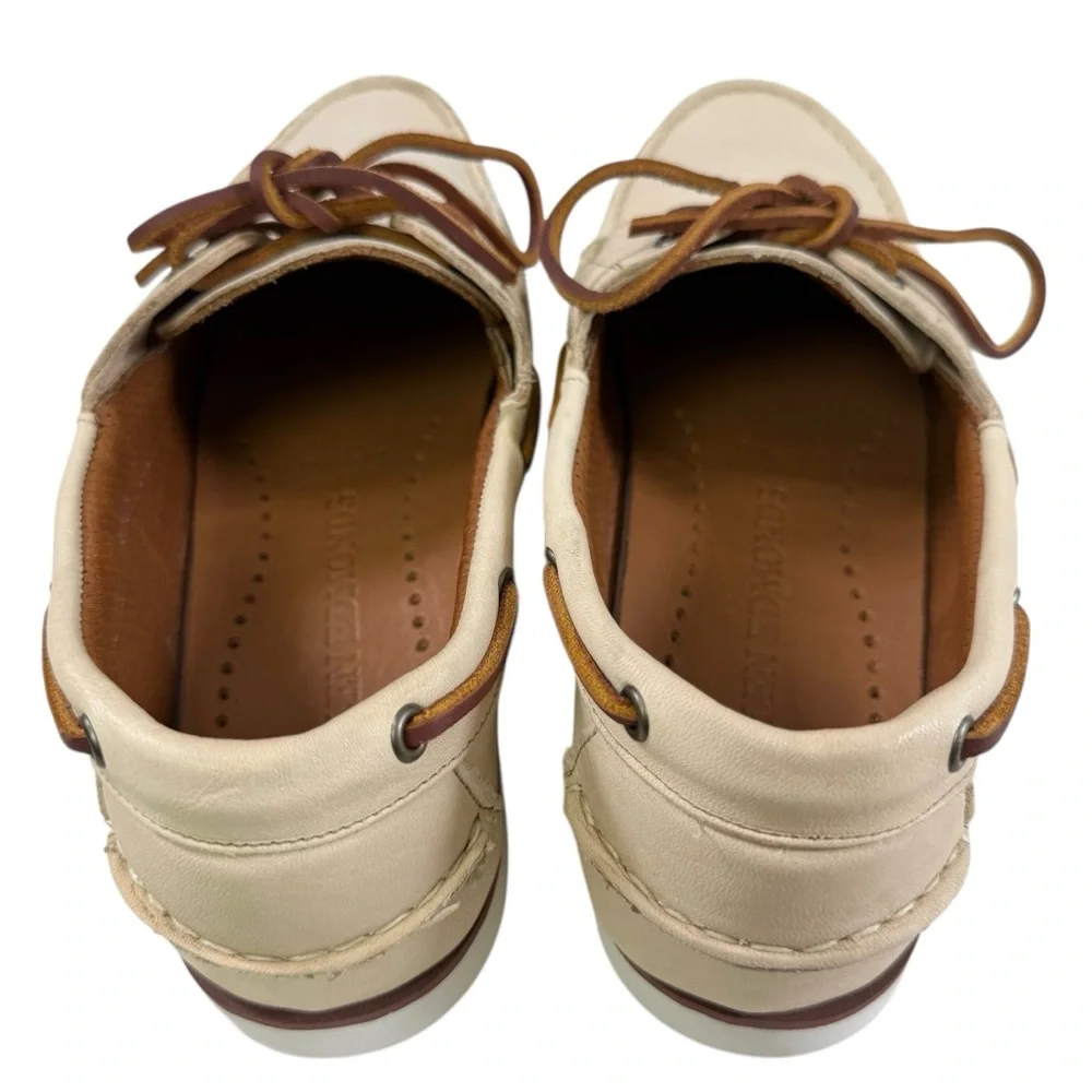 Allen Edmonds Force 10 Boat Shoes in Color Bone Leather Men's Size 9D
